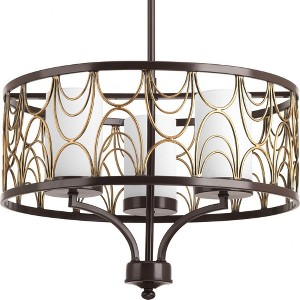 Progress Lighting Cirrine 3-Light Chandelier, Antique Bronze, Etched White Glass - 1 of 4