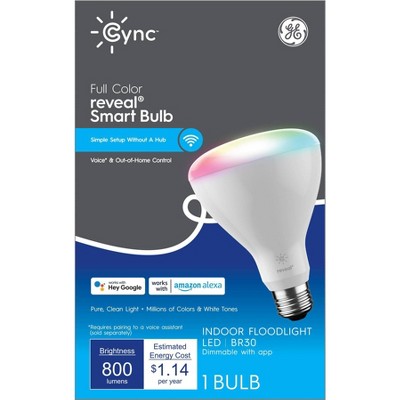 GE CYNC Reveal Smart Indoor Floodlight Bulb, Full Color, Bluetooth and Wi-Fi Enabled