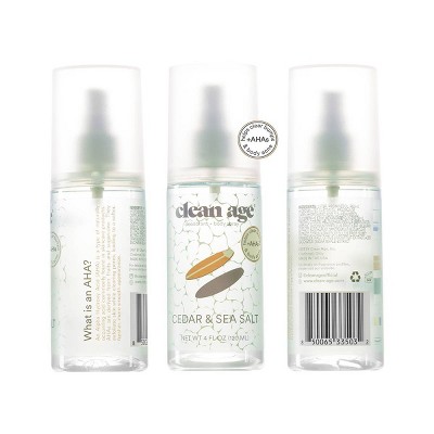 Clean Age Cedar & Sea Salt AHA Deodorant + Body Spray for Teens - 4 fl oz: Baking Soda-Free, Vegan, Sensitive Skin