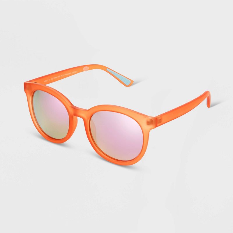 Women's Rubberized Round Sunglasses with Mirrored Polarized Lenses - All In Motion™, 3 of 5