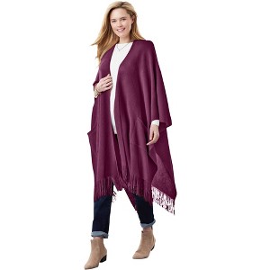Woman Within Plus Size Fringed Cape - 1 of 4
