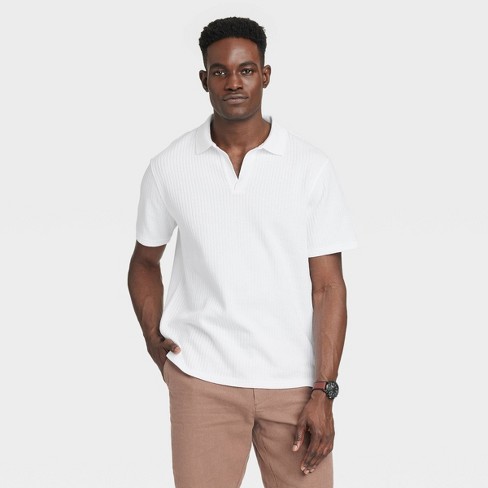 Men's Striped Regular Fit Short Sleeve Johnny Collared Polo Shirt -  Goodfellow & Co™ White S : Target