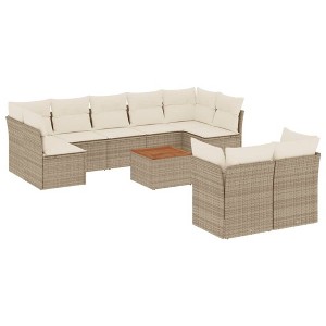 vidaXL Garden Sofa Set Beige, Brown, Cream - 1 of 4