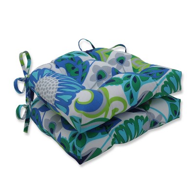 2pk Sophia Reversible Chair Pads Green - Pillow Perfect