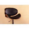 Modern Contemporary Swivel Walnut Bentwood Lift Adjustable Height Bar Stool with Curved Seat and Back (black) - 2 of 4