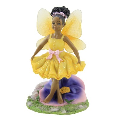 Black Art 6.5" Child Fairy Yellow Figurine Pansy  -  Decorative Figurines