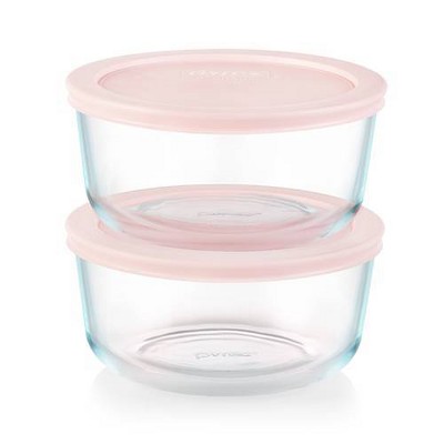 Pyrex 4pc 4 Cup Round Glass Food Storage Value Pack - Pink