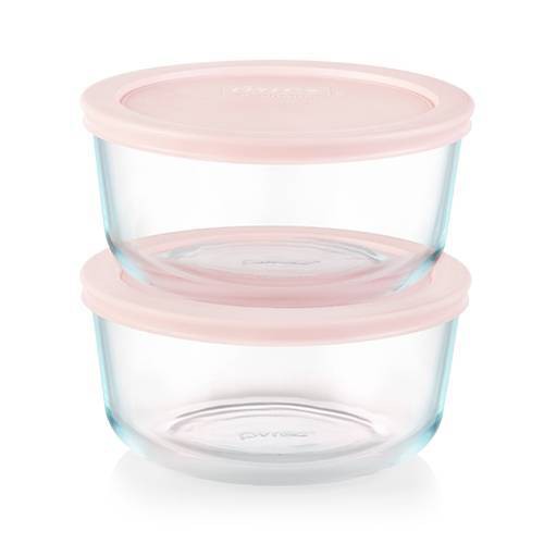 Pyrex 4pc 4 Cup Round Glass Food Storage Value Pack - Pink