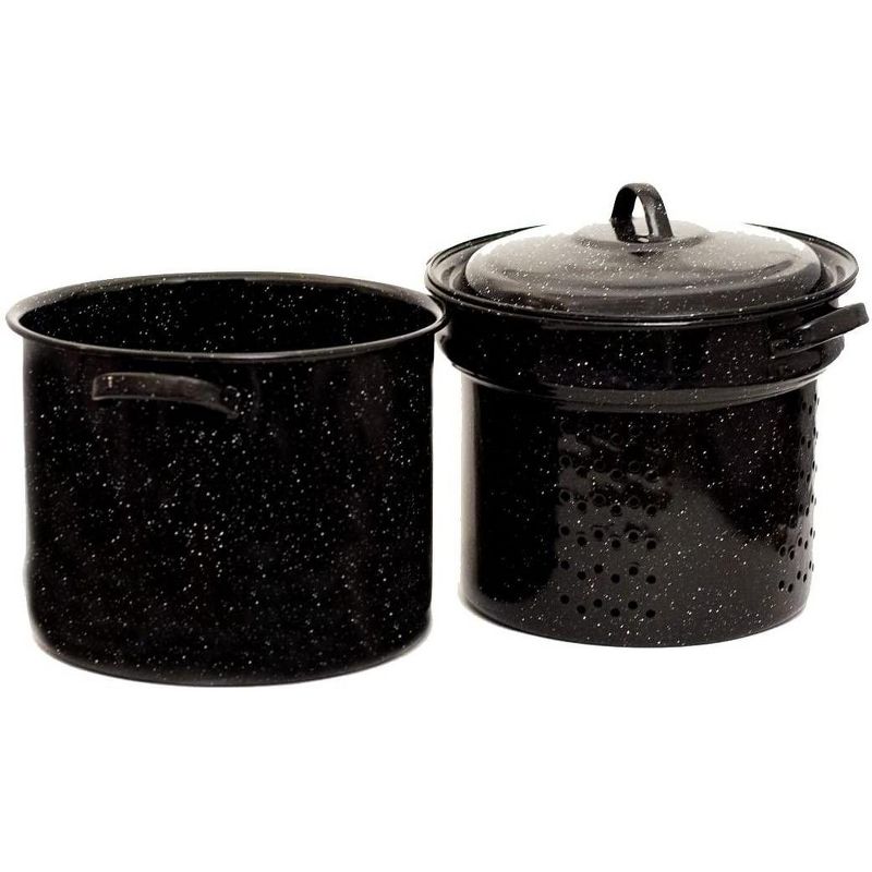 Granite ware 7.5-quart Blancher 3-piece set stock pot-Black, 2 of 4