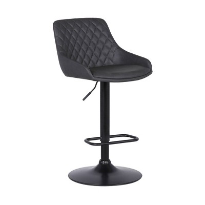 Anibal Contemporary Adjustable Barstool Black/Gray - Armen Living