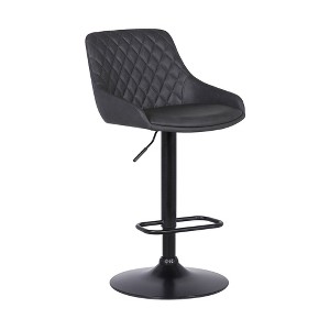 Anibal Contemporary Adjustable Counter Height Barstool Black/Gray - Armen Living: Swivel, Low Back, Steel Frame - 1 of 4