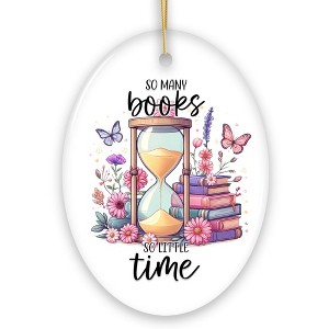 So Many Books So Little Time Cute Ceramic Ornament, Whimsical Book Lover Present| OrnamentallyYou - 1 of 4