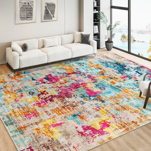Modern Abstract Area Rugs Washable , Soft Large Bedroom Rug - 1 of 1