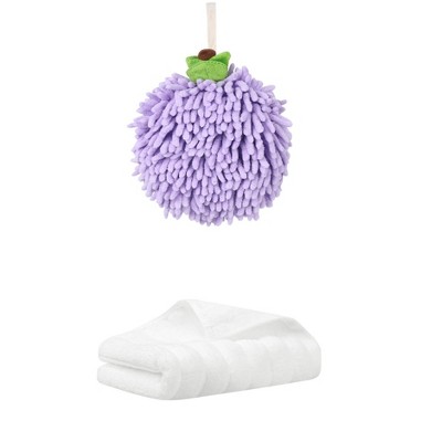 REGALWOVEN Absorbent Quick Drying Solid Decorative Hand Towels for Bathroom 14" x 30"/6" x 6" 2 Pcs