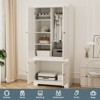 Buenhomino White Freestanding Modular Wardrobe Combo Armoires Closet,DIY Closet System with Wood Storage Drawers and Hanging Rods - 4 of 4