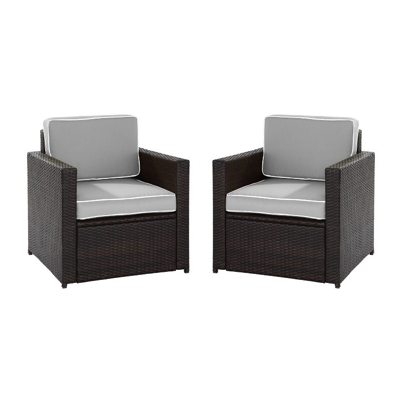 Palm Harbor 2pc Outdoor Wicker Seating Set with Cushions - Two Outdoor Wicker Chairs - Crosley, 3 of 5