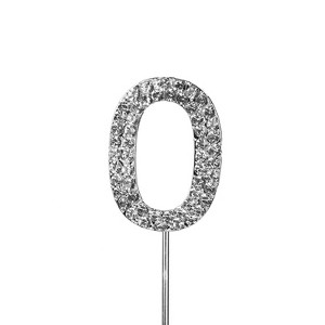 O'Creme Rhinestone Silver-Colored Number-0 Cake Topper 1-1/2 Inch - 1 of 2