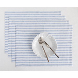 Solino Home Linen Stripe Placemats, 14 x 19 Inches Set of 4 | Amalfi - 1 of 4