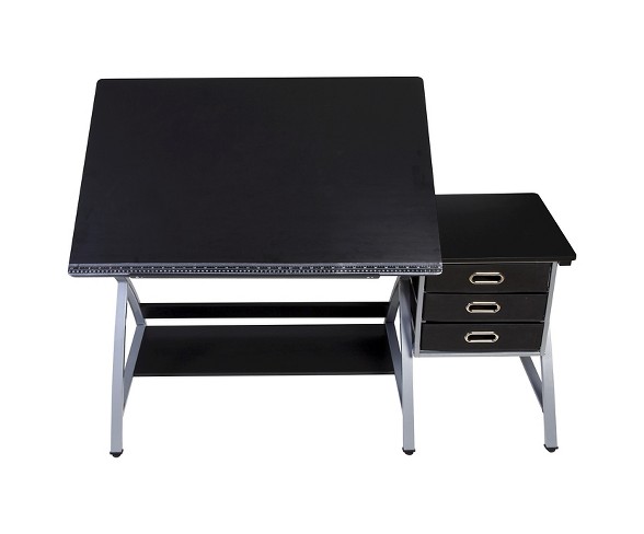OneSpace 50-CS03 Craft Station with Stool in Black and Silver