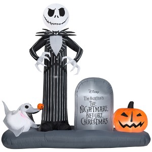 Nightmare Before Christmas Airblown Inflatable Jack Skellington Halloween Town Scene Disney, 6 ft Tall, Multi - 1 of 4