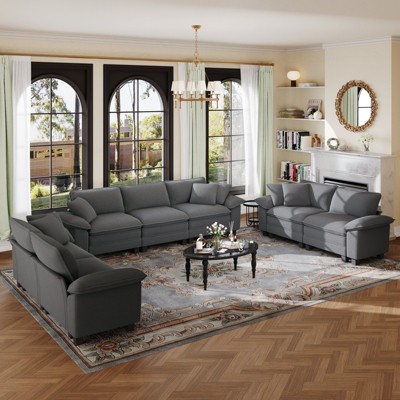 Captiva Designs Cloud Modular Sectional Sofa Set, 3-Piece 7-Seater Upholstered Couches for Living Room