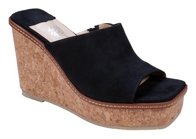 GC Shoes Estela Squared Toe Cork Slide Wedge Sandals