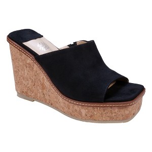 GC Shoes Estela Squared Toe Cork Slide Wedge Sandals - 1 of 4