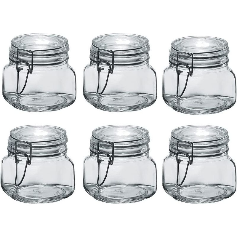 Amici Home Glass Hermetic Preserving Canning Jar Italian, Leak Proof Clamp Lids, Kitchen Canisters for Spices, Nuts and Candy, 6-Piece, 1 of 5