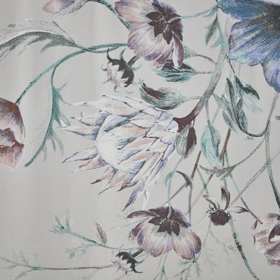 Cassandra Blue Floral Cotton Shower Curtain