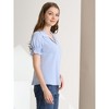 Allegra K Women's Casual V Neck Turn Down Collar Ruffle Short Sleeve Smocked Blouse - 4 of 4