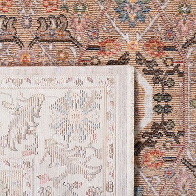 Elegant Crimson Beige/Ivory Synthetic 2'2" x 4' Area Rug