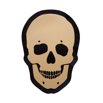 Jollity & Co. - Gold Skull Dinner Plates - Pack of 8 Paper Plates