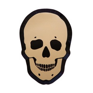 Jollity & Co. - Gold Skull Dinner Plates - Pack of 8 Paper Plates - 1 of 3