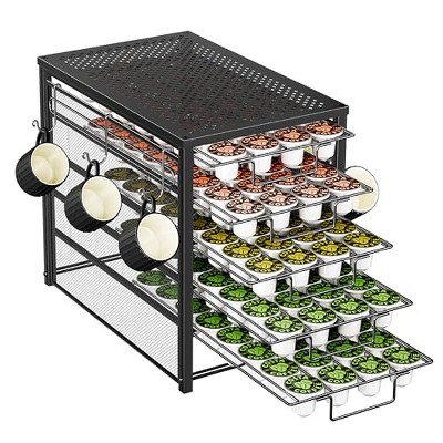Simple Trending 5 Tier Coffee Pod Holder for K Cup, 160 Pod Pack Capacity Rack, Metal, Black