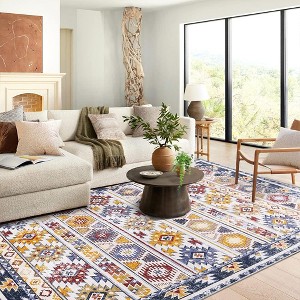 Washable Rug Boho Distressed Rug Stain Resistant Moroccan Accent Carpet - 1 of 4