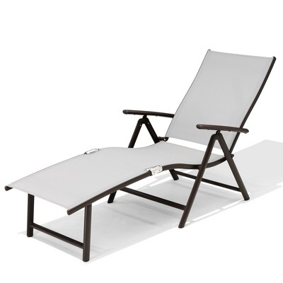 Pellebant Outdoor Aluminum Folding Adjustable Chaise Lounge