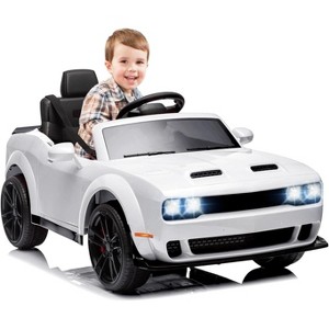 Coucheta Licensed Dodge Challenger Kids Electric Car, 12V Battery Powered Ride On Car with Parent Remote Control, LED Headlights & Music - 1 of 4