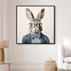 Fisfet Gallery Wrapped Canvas Wall Art - Dapper Bunny in Tailored Cobalt Blue Suit, Modern Animal Portrait Framed Print - 4 of 4