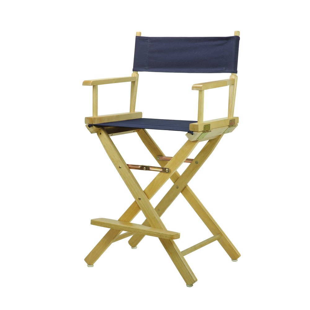 Photos - Chair Director's  Counter Height Canvas Navy Blue/Natural Flora Homes