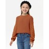 Girls Crewneck Knit Pullover Sweaters Long Lantern Sleeve Oversized Knit Cute Jumper Tops - 3 of 4