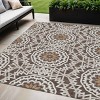 Chocolate Ivory And Taupe Floral Medallion Washable Indoor Outdoor Area Rug - 2 of 4