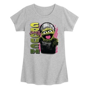 Girls' - Sesame Street - Oscar the Grouch Fitted Short Sleeve Graphic T-Shirt - 1 of 3