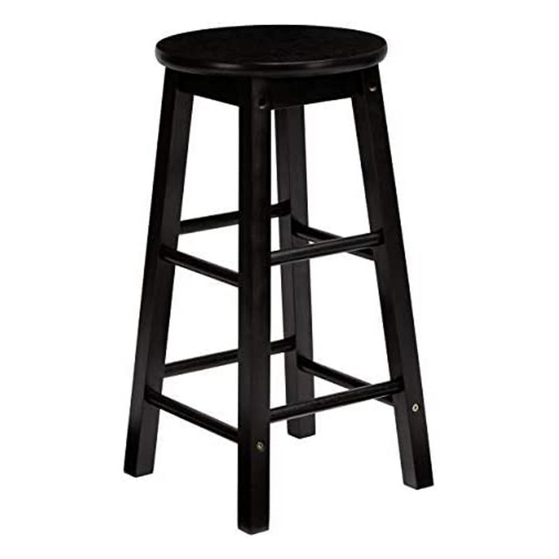 PJ Wood Classic Round Seat 29" Tall Kitchen Counter Stools for Homes, Dining Spaces, and Bars with Backless Seats & 4 Square Legs, Black (Set of 4), 3 of 7