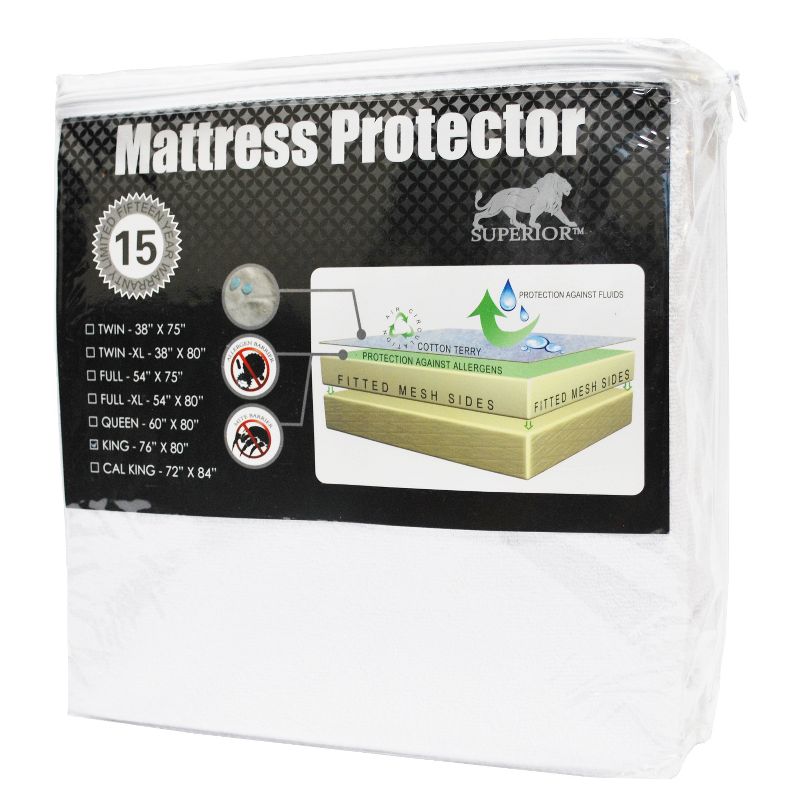 Hypoallergenic and Waterproof Cotton Blend Mattress Protector by Blue Nile Mills, 2 of 9