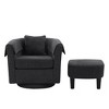 COMHOMA Swivel Accent Chair with Ottoman, Chenille Barrel Armchair Set, Removable Back Pillow & Armrest Covers - 2 of 4