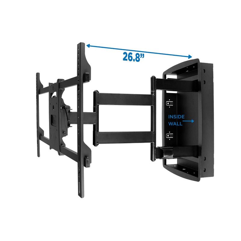 Mount-It! Recessed TV Wall Mount, Articulating Full Motion in-Wall TV Bracket for Flush Installation Fits Screen Sizes 32 - 70 Inch, Up to 175 lbs, 3 of 8