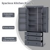77" Farmhouse Kitchen Pantry Cabinet with 3 Drawers and 3 Adjustable Shelves, Storage Cabinet for Dining room or living room-Maison Boucle - 3 of 4