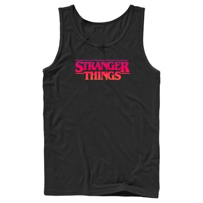 Men's Stranger Things Pink Logo Tank Top - Black - X Large : Target