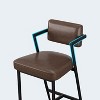 Minimalist Bar Stool Set with Arms - 18.1" Wide Seat, 400lb Capacity, Waterproof PU Leather, H-Base Frame for Home & Commercial Use - 4 of 4