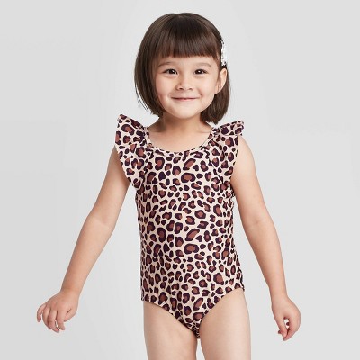 girls leopard swimsuit